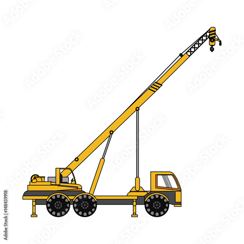 color image cartoon construction crane truck vector illustration