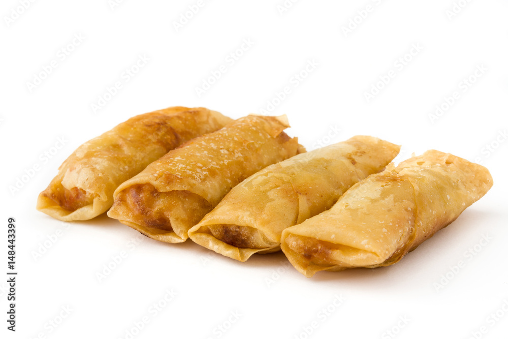 Vegetable spring roll isolated on white background
Vegetable spring roll isolated on white background