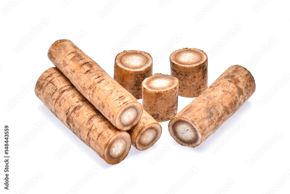 Burdock roots isolated on white background