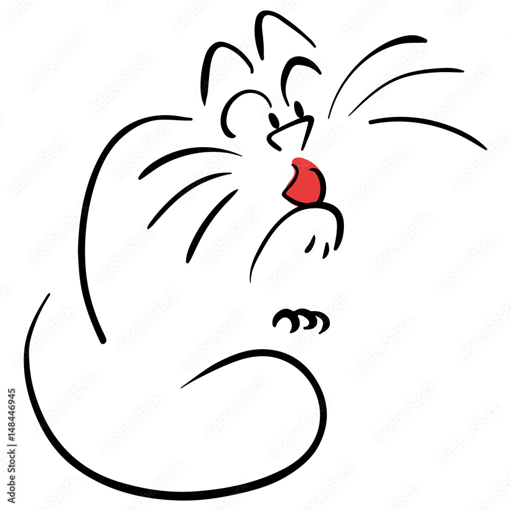 Obraz premium Cat washing a paw