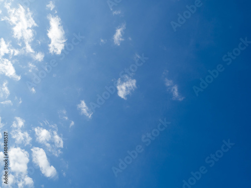 Blue bright sky with white clouds on sunny day. The vast blue sky and clouds sky.Beautiful background. Beautiful blue sky.