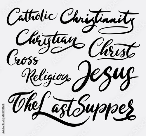 Jesus Christ hand written typography. Good use for logotype, symbol, cover label, product, brand, poster title or any graphic design you want. Easy to use or change color

