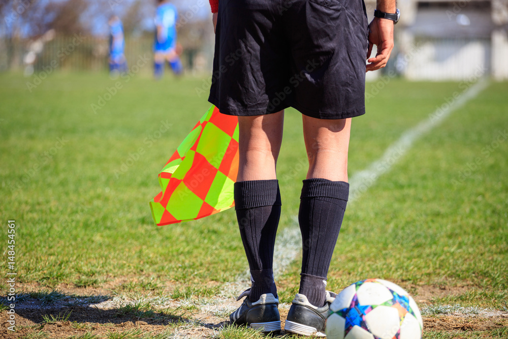 Fototapeta premium Football assistant referee during a game