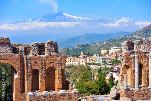 Greek TheGreek Theater in Taormina Sicily Italyater in Taormina Sicily Italy photo