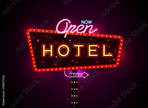 hotel sign buib and neon