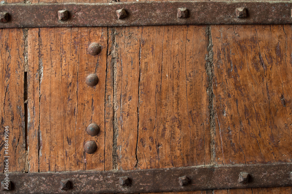 Wooden doors medieval design, wood door background concept