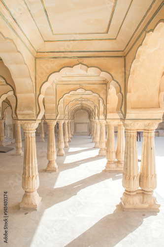 Sattais Katcheri Hall in Amber Fort Jaipur, Rajasthan, India.