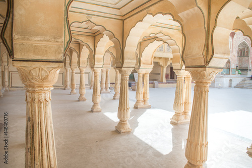 Sattais Katcheri Hall in Amber Fort Jaipur, Rajasthan, India.