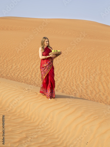 Woman in a red sari