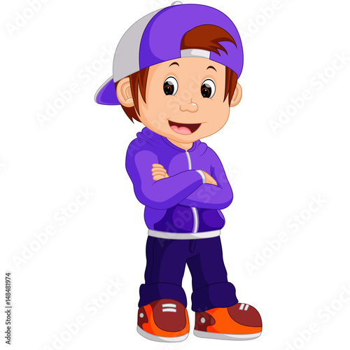 Cute boy cartoon good posing