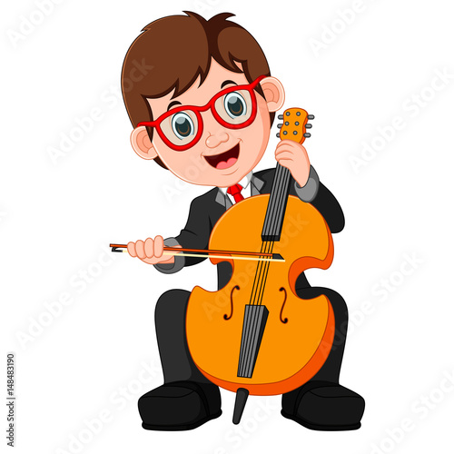 boy playing cello cartoon