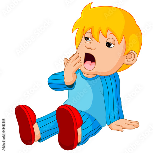 cute boy cartoon sleepy