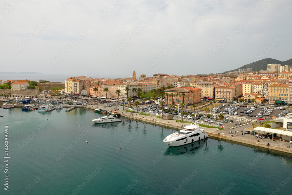 Aerial view on Ajaccio, Corsica in France.