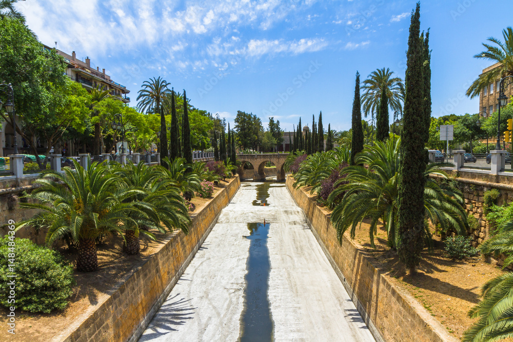 Fototapeta premium Torrent de Sa Riera Palma Mallorca urban city center.