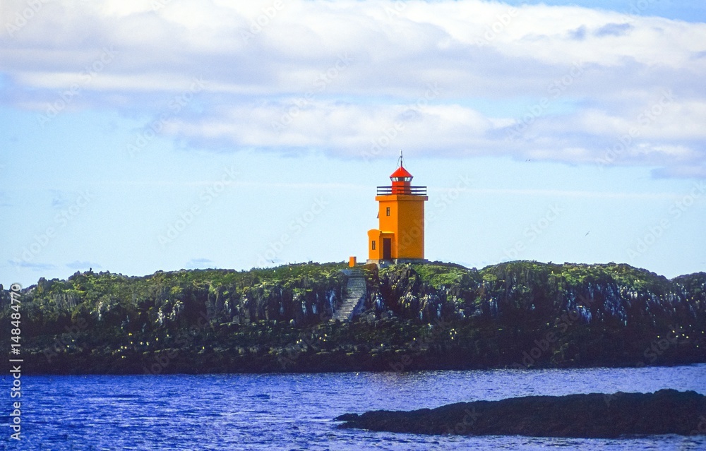Φωτογραφία Leuchtturm der Insel Flatey im Fjord Breiðafjörður, Island / Iceland, Europa