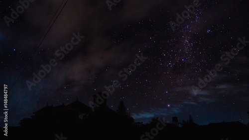 Starry night in Bali, sky full of stars in Ubud