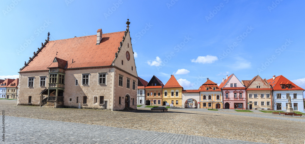 Bardejov in Slovakia. Town Hall and renaissance tenement houses on Market Square