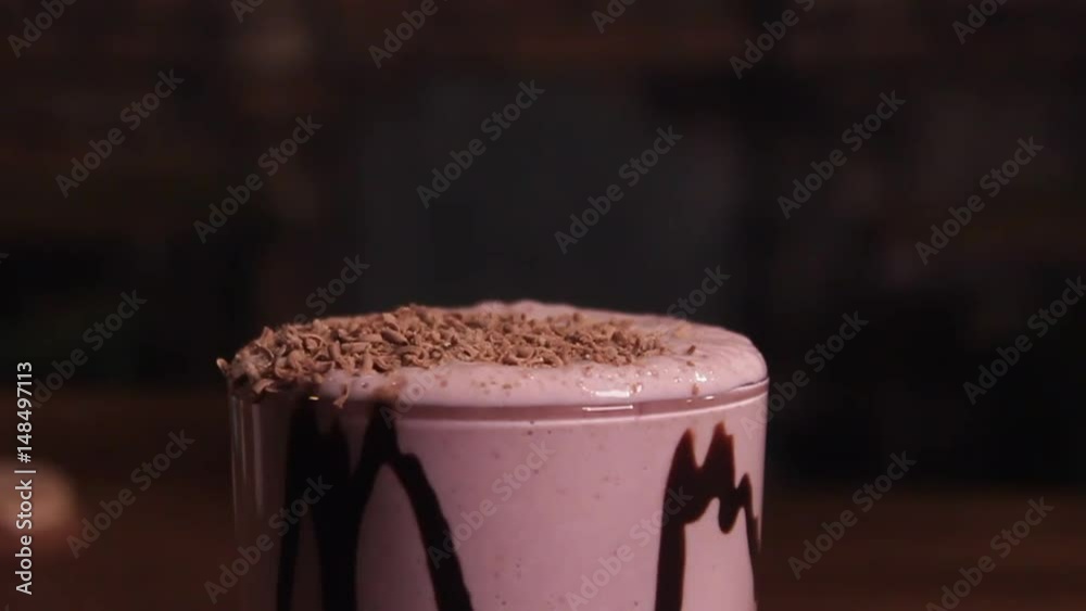 Milkshake, sprinkled with chocolate chips. Milkshake, sprinkled with chocolate chips.