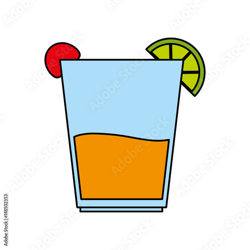 Wallpaper Mural color image cartoon glass cup of cocktail with lemon and cherry vector illustration Torontodigital.ca