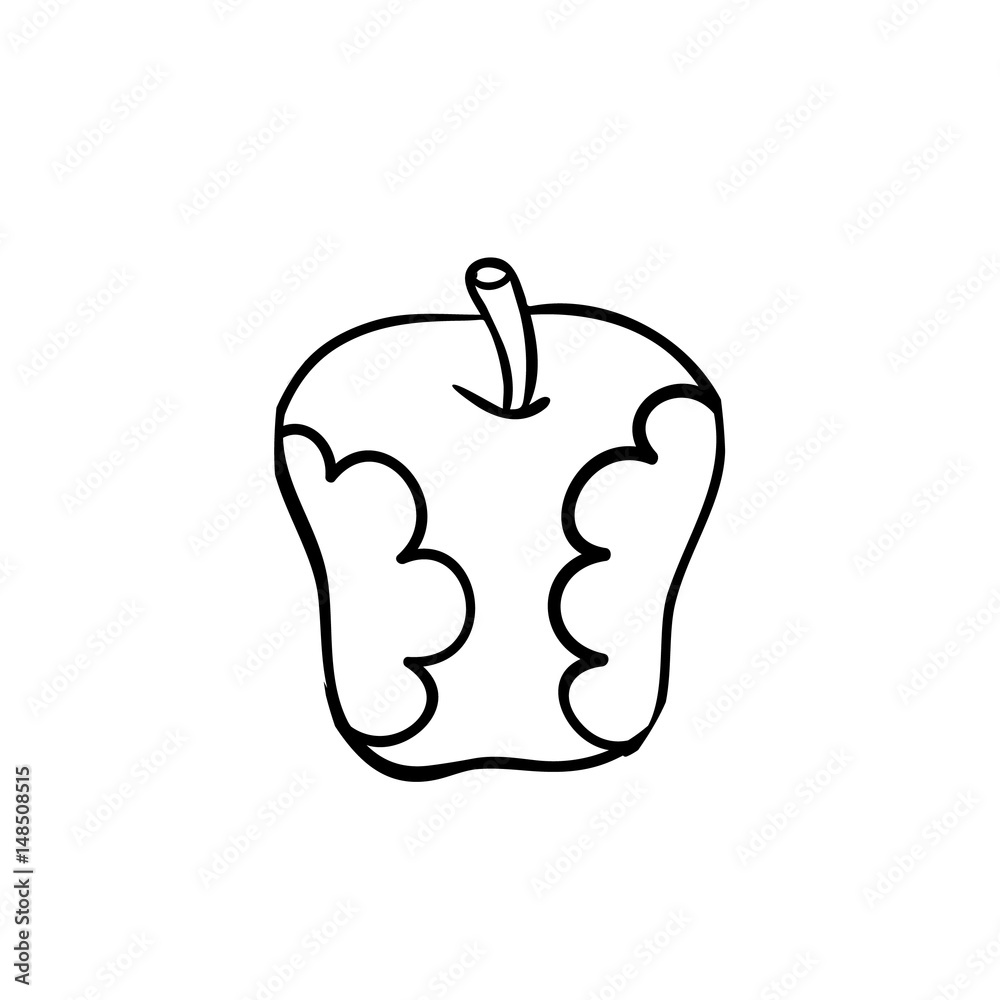 bitten apple drawing outline