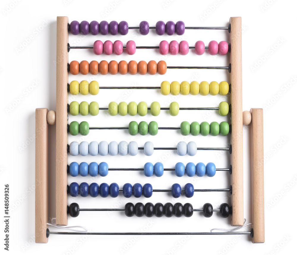 Close up wooden abacus on white background Close up wooden abacus on white background
