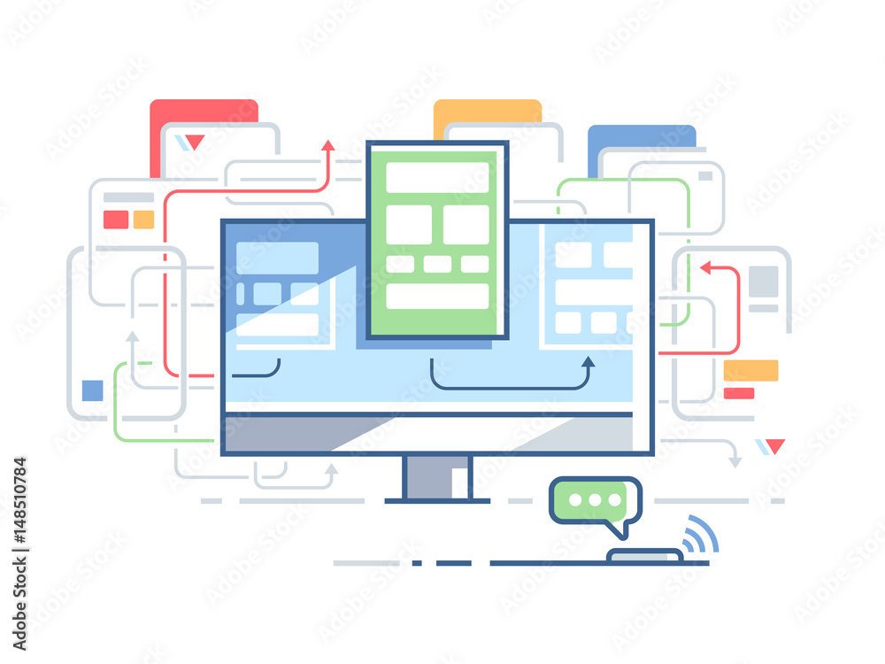 Web site structure order. Page design website. Vector flat illustration Web site structure order. Page design website. Vector flat illustration