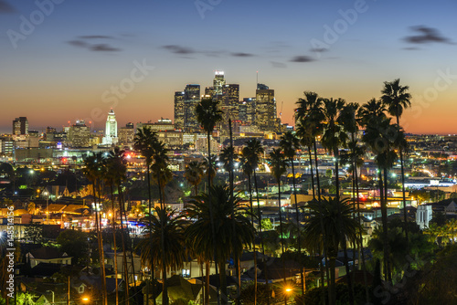 Downtown Cityscape Los Angeles at sunset