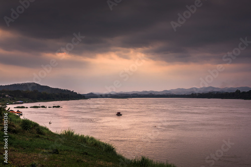 The beauty of the sky and the mountains and the dam  Thailand.