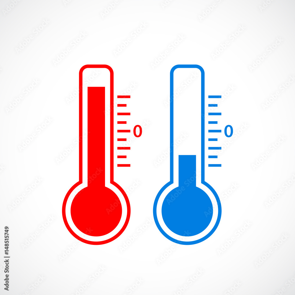 Hot and cold weather thermometer icon