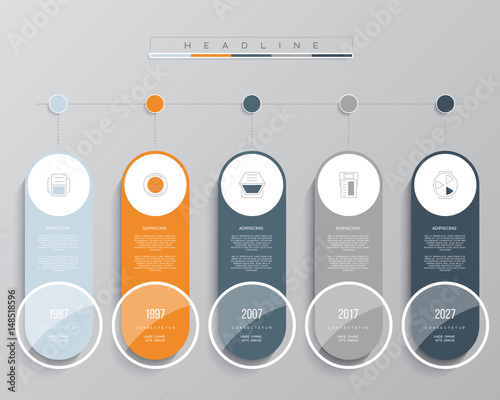 Timeline infographic data visualization. Vector illustration.