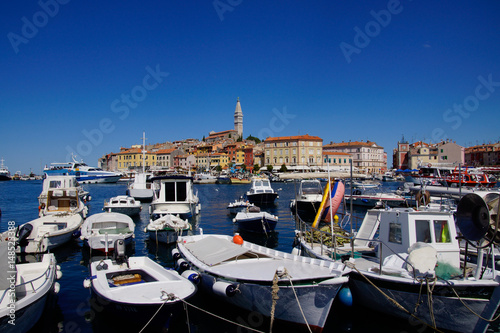 Obraz na płótnie Boote im Hafen von Rovinj w salonie