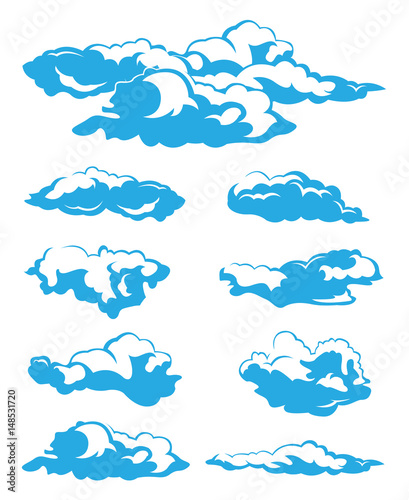illustration of clouds collection on white