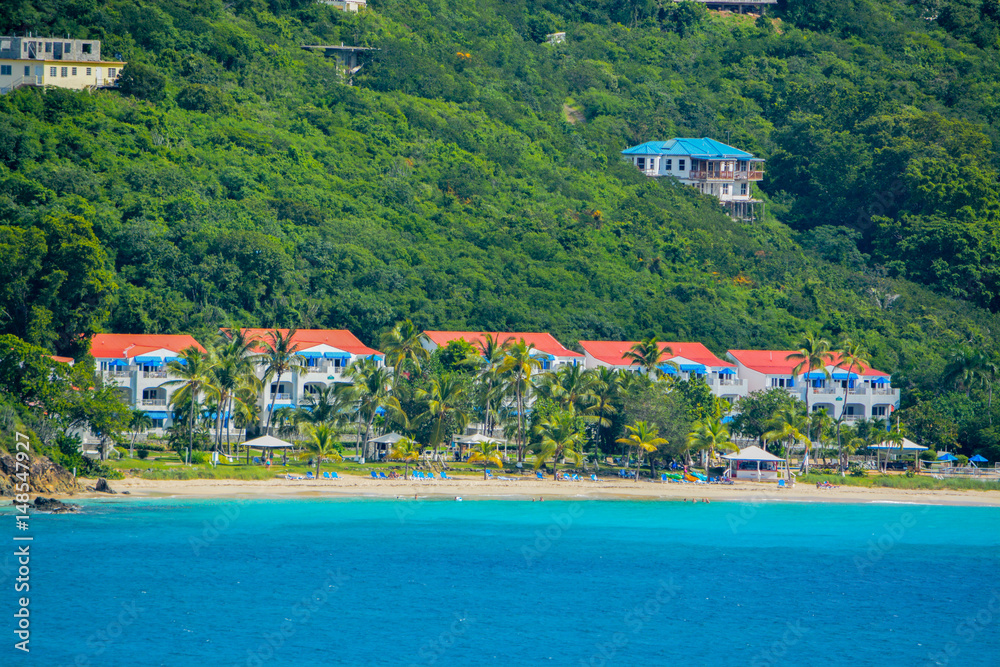 A beautiful view from the Carnival Cruise Ship of St Thomas U.S. Virgin Islands.