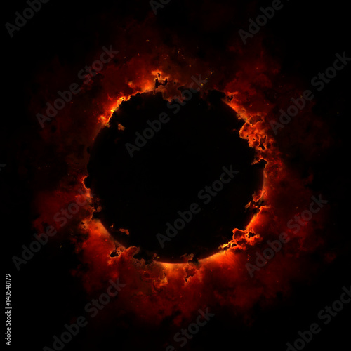 Fotografia, Obraz Fire And Smoke Ring Isolated On Black Background