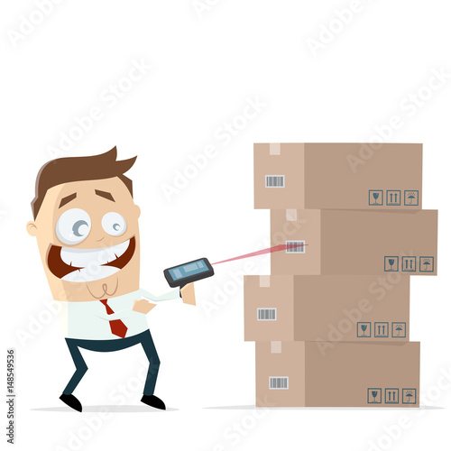 businessman with inventory boxes and pda