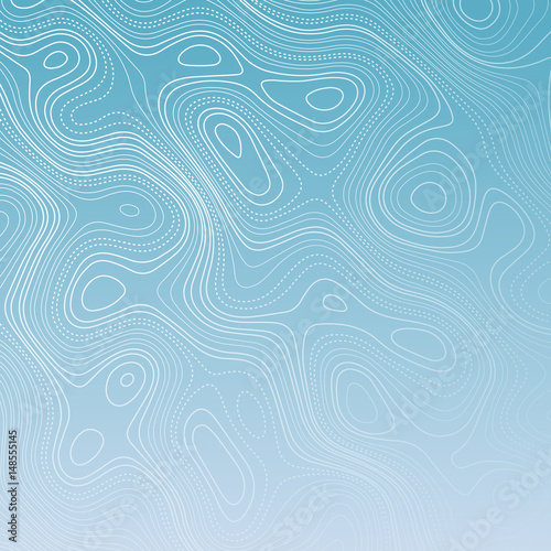 Topography map style pattern - bold and dotted white lines on light blue background. Texture for documents, textile, wrap or wallpaper.