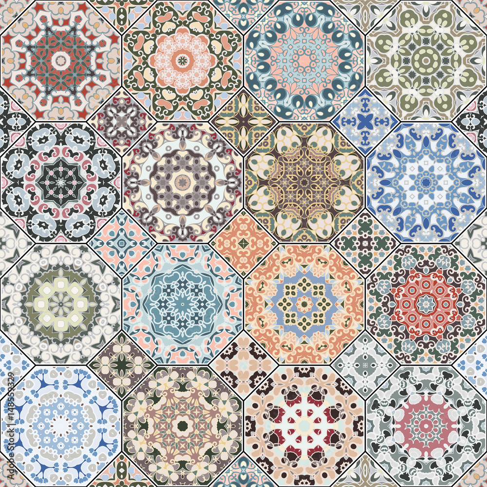 Set of octagonal and square patterns. Adobe Stock