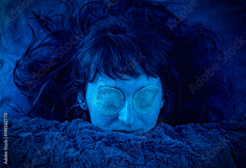 Bild auf Leinwand Horrible and Halloween theme: closeup portrait of a scary kelpie woman without eyes