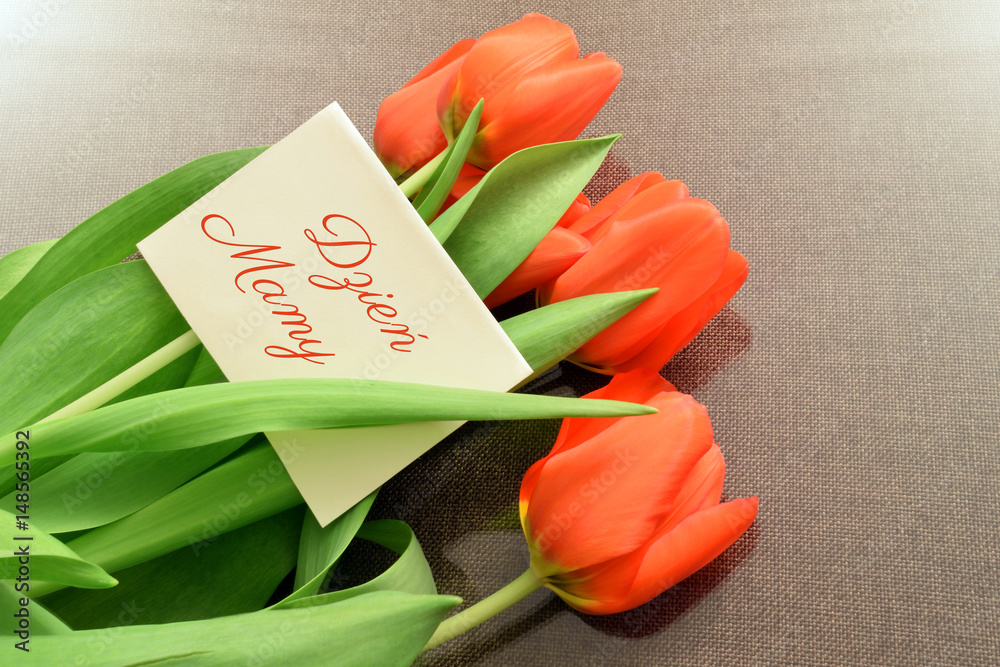 Bukiet tulipanów dla kochanej mamusi. - obrazy, fototapety, plakaty 