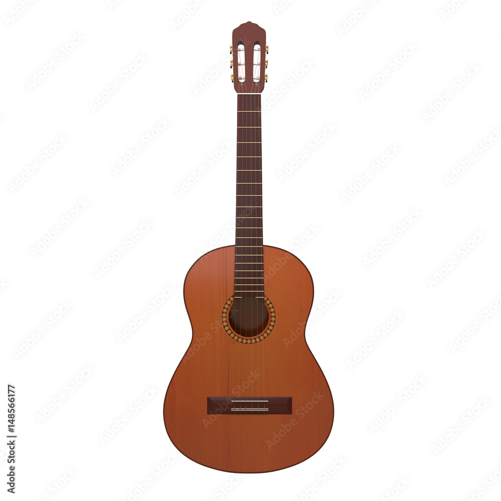 realistic acoustic guitar 3d illustration