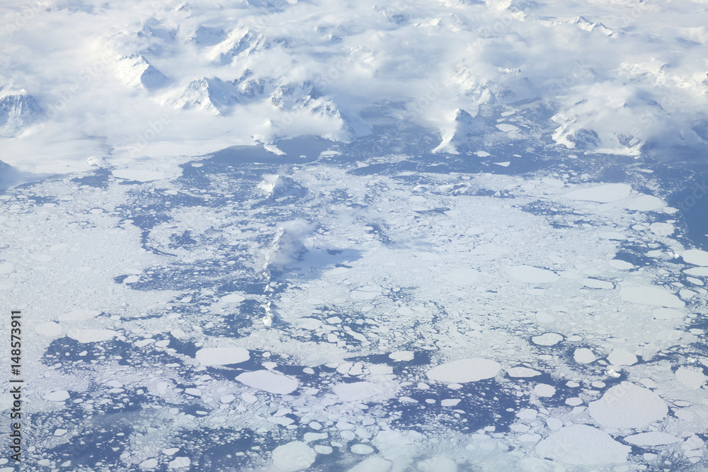 Greenland iced landscape as seen from airplane Greenland iced landscape as seen from airplane