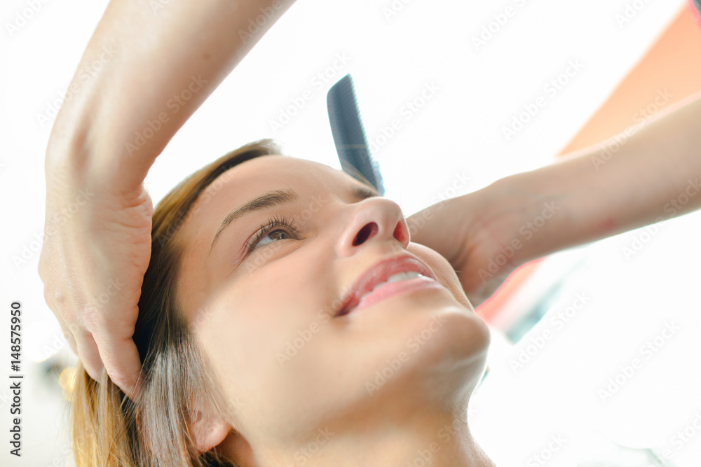 Naklejka premium At the hair salon