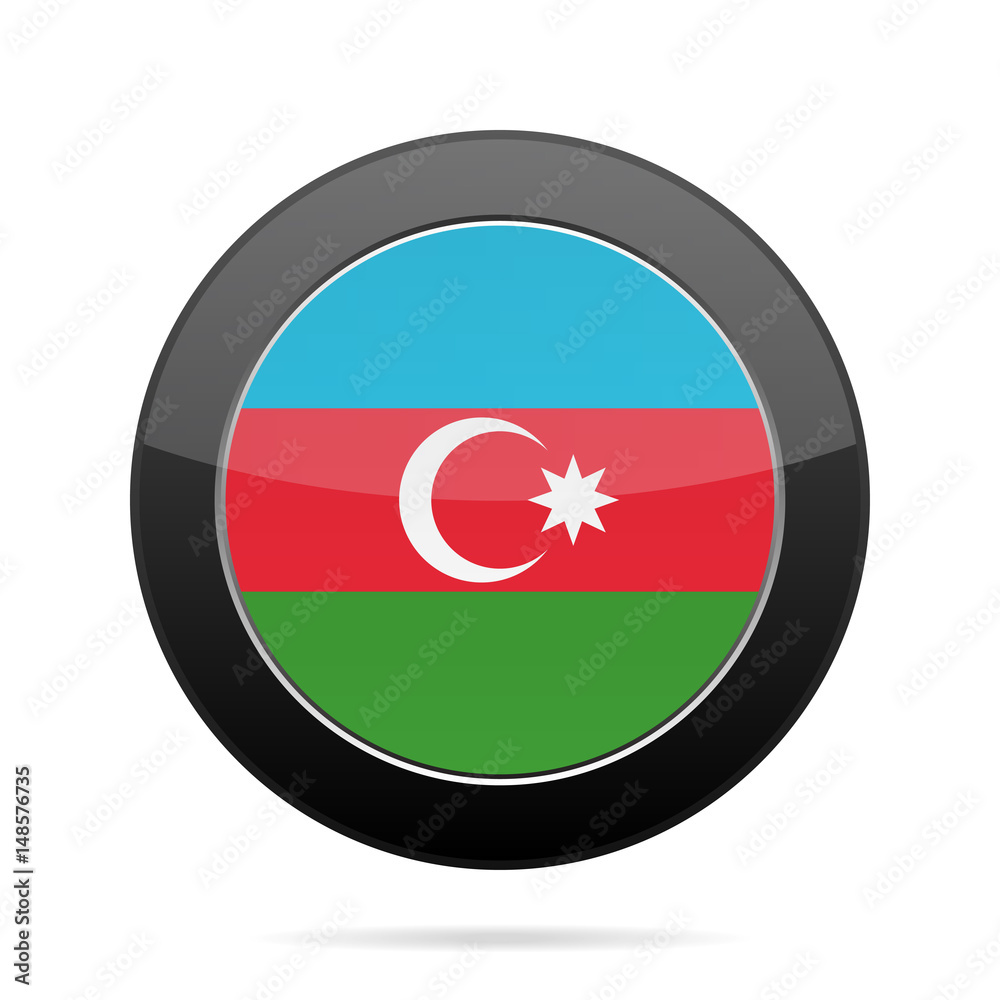 Flag of Azerbaijan. Shiny black round button. Flag of Azerbaijan. Shiny black round button.