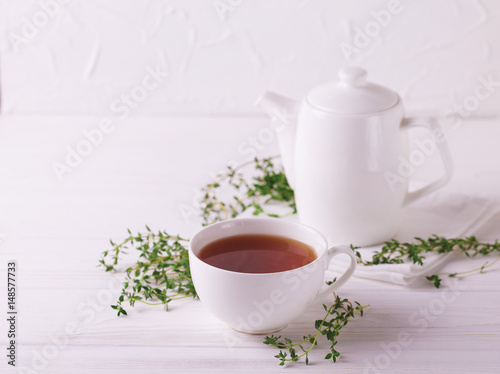 Thyme herbal tea. Healthy drink. Alternative medicine