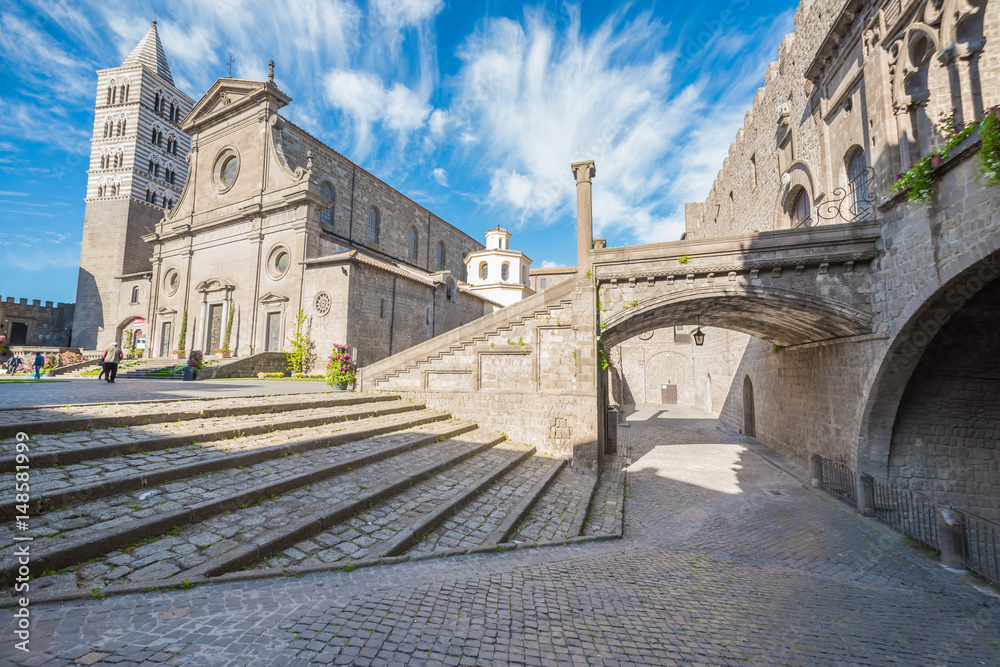 Fototapeta premium Viterbo, Italy - A sunday morning in the medieval city of the Lazio region, district named San Pellegrino
