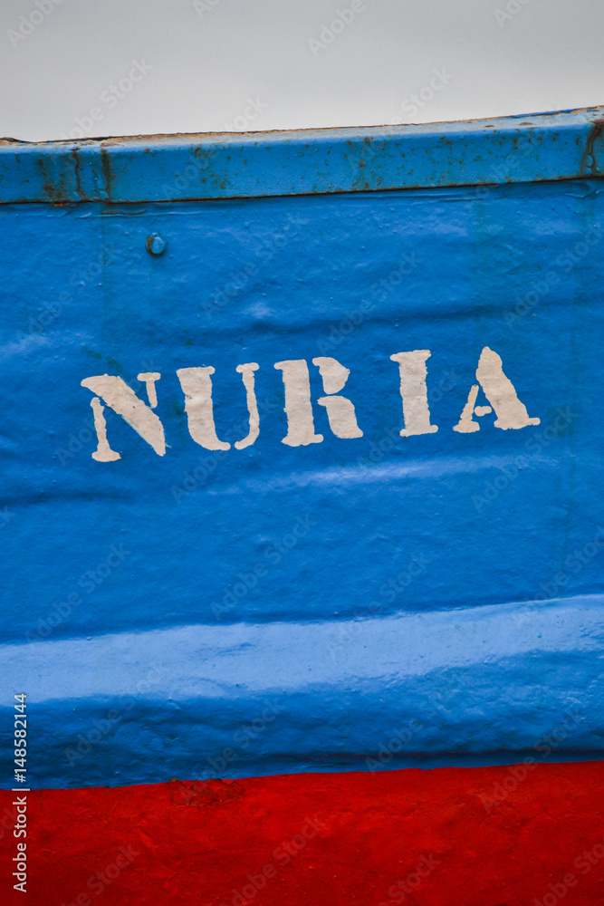 Fototapeta premium The name of Nuria in a boat