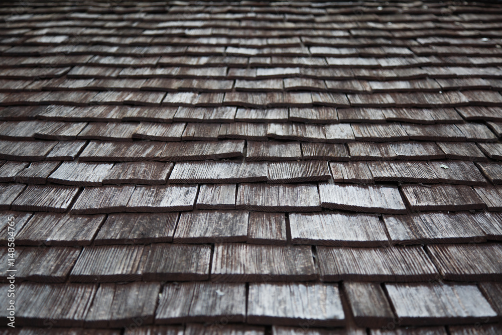 Traditional wooden shingles roof of an Austrian house. Traditional wooden shingles roof of an Austrian house.