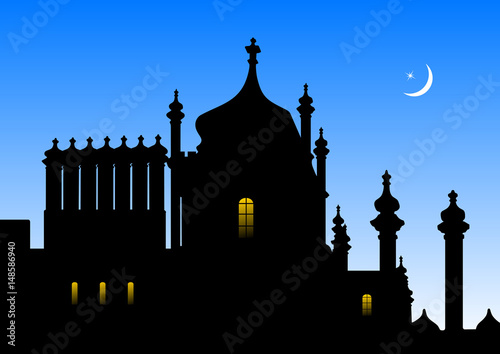 Silhouette of the Vorontsov Palace in Alupka in vector