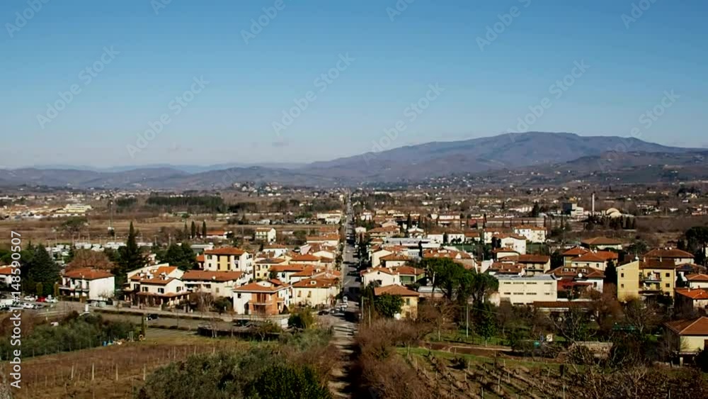 Wide shot of Tuscan city on sunny day Wide shot of Tuscan city on sunny day