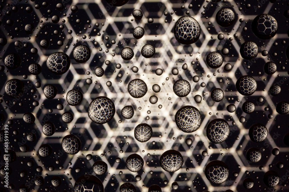 Abstract lines through drops of water on a glass macro Abstract lines through drops of water on a glass macro